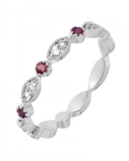 MARQUISE STYLE COLORED STONE DIAMOND BAND (TR3179)